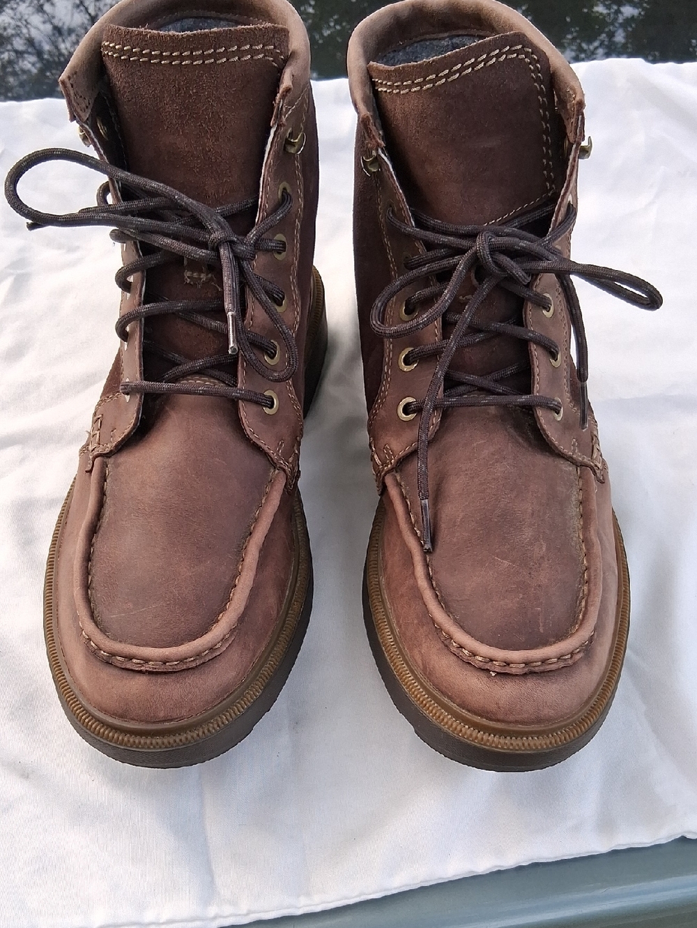 Clarks Men's Brown Leather Moc Toe Boots